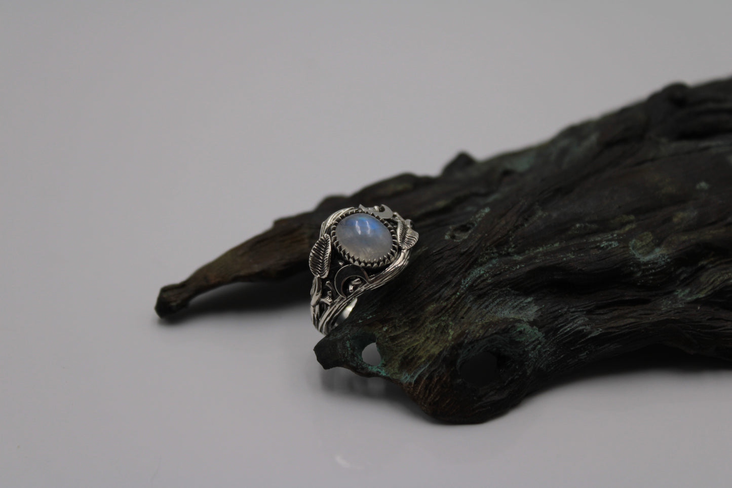Witchlight Grove Ring - Moonstone Sterling Silver Ring - JF Fantasy Jewelry