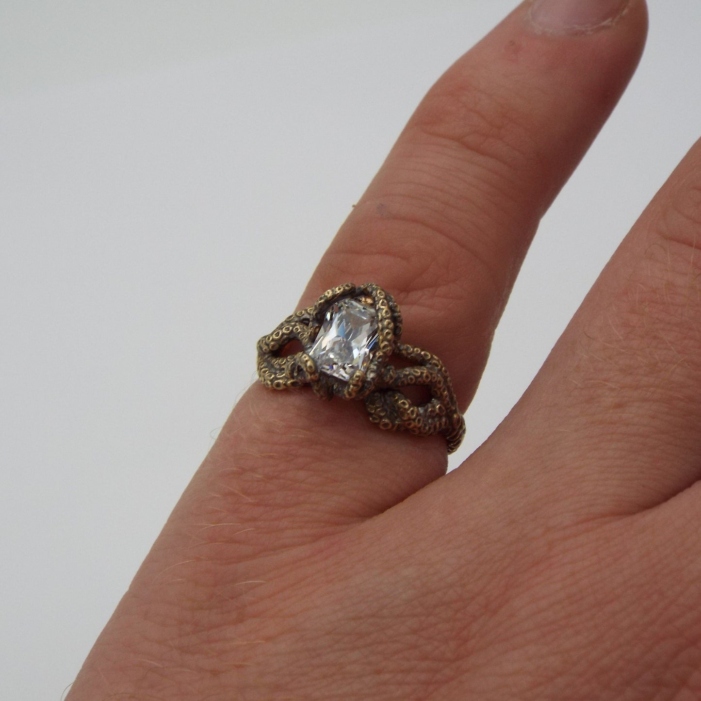 Radiant Cut Moissanite Fantasy Engagement Ring in 14k Yellow Gold - JF Fantasy Jewelry