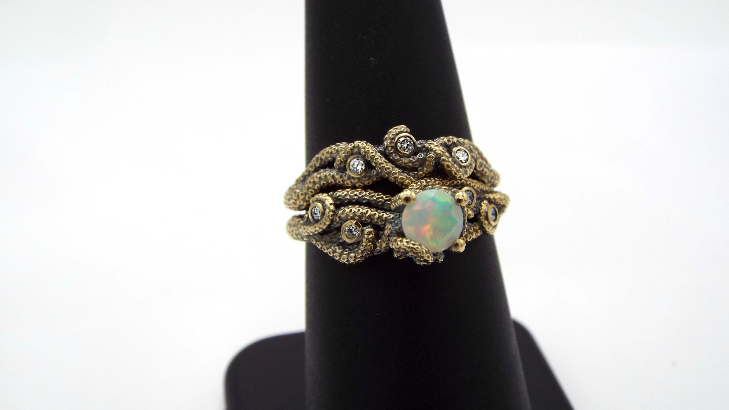 Opal and Diamond Fantasy Bridal Set in 14k Gold - JF Fantasy Jewelry