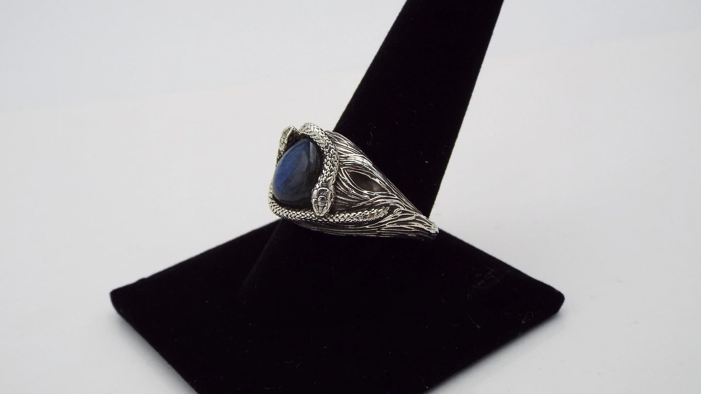 Teardrop Labradorite Snake Ring - JF Fantasy Jewelry