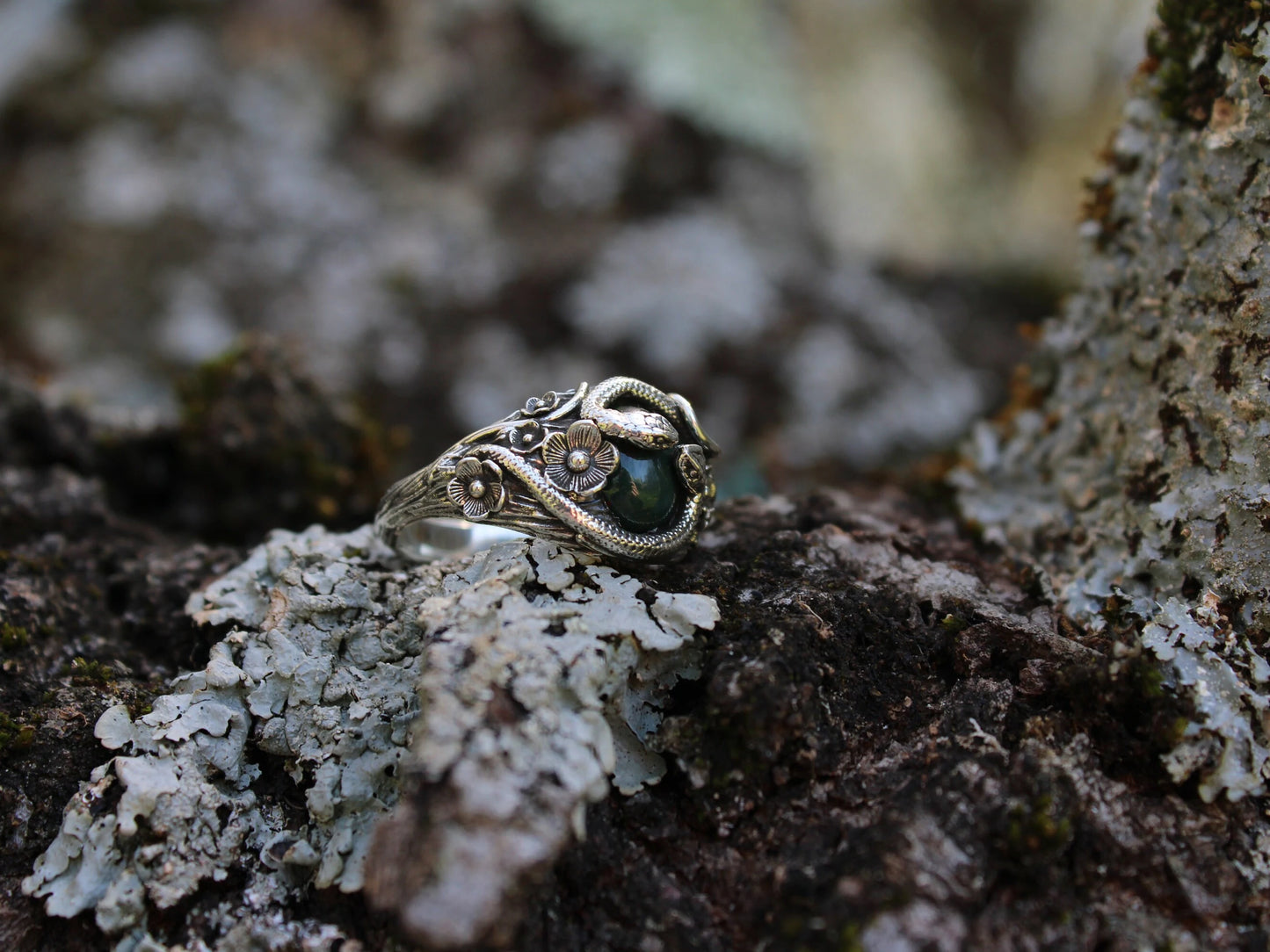 Bloodstone Circle of Snakes Ring