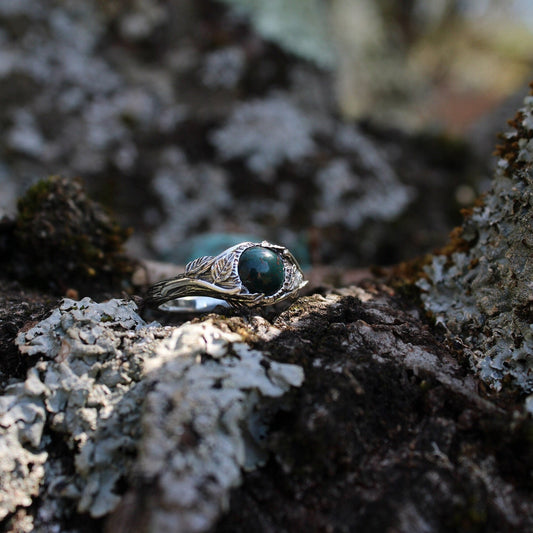 Bloodstone Leaf Ring - JF Fantasy Jewelry