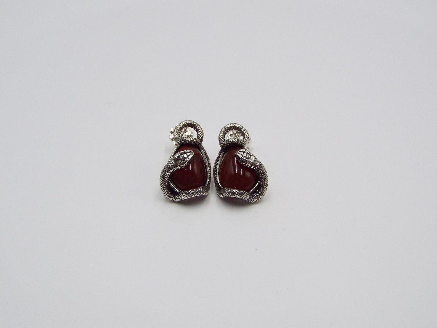 Carnelian Snake Earrings - JF Fantasy Jewelry