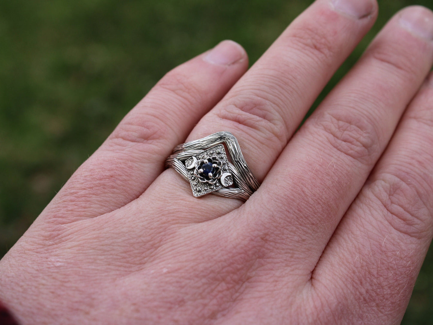 Lunar Bloom - Sapphire Lotus Bridal Set