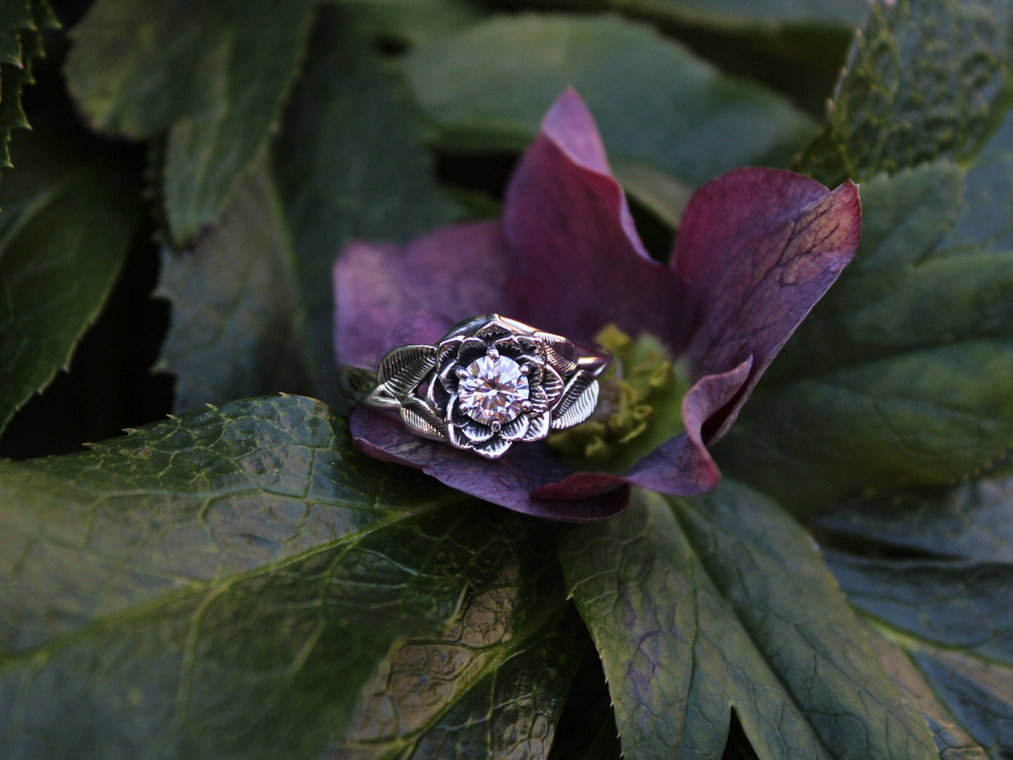 Radiant Bloom - Sterling Silver Moissanite Lotus Ring