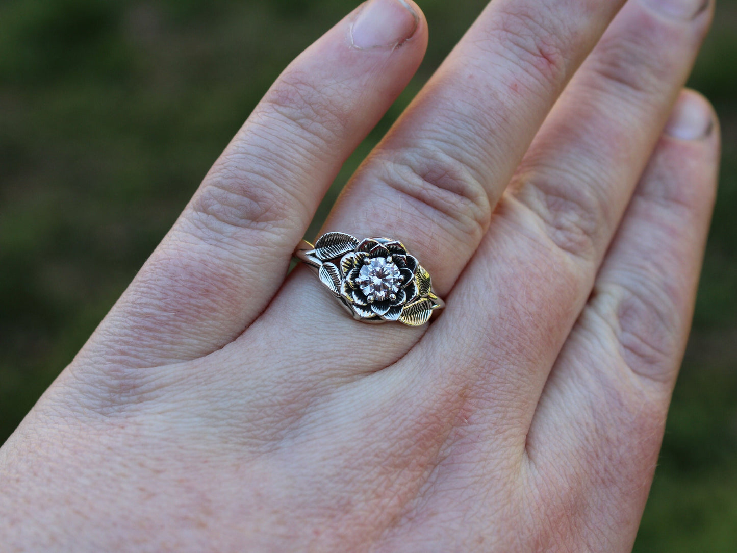 Radiant Bloom - Sterling Silver Moissanite Lotus Ring