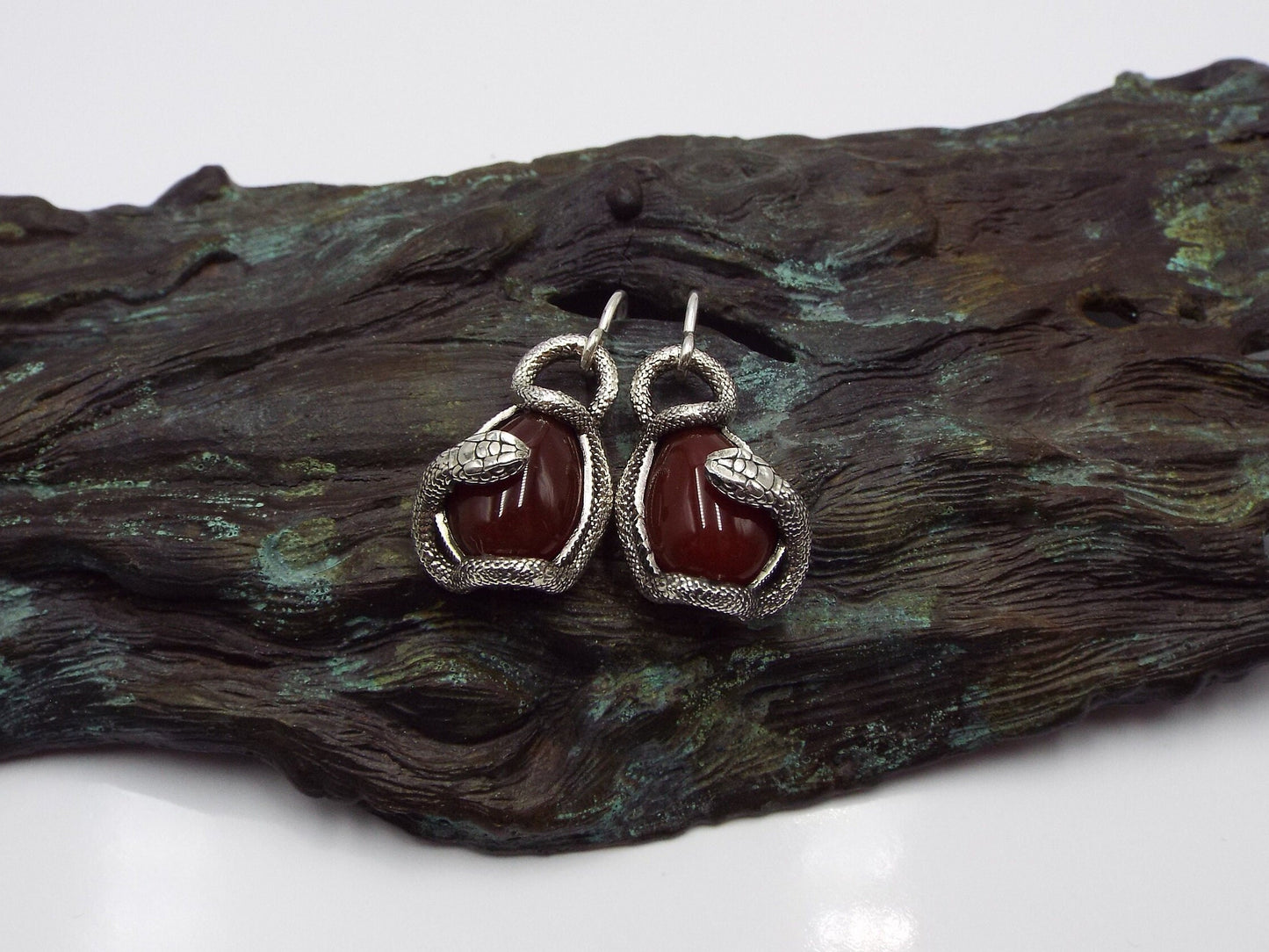 Carnelian Snake Earrings - JF Fantasy Jewelry