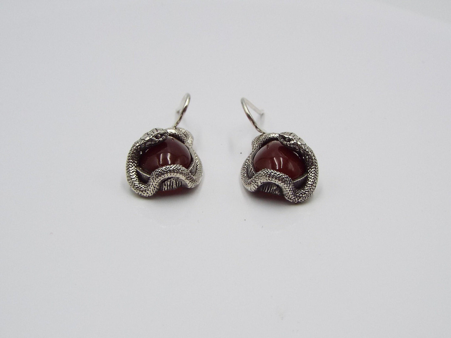 Carnelian Snake Earrings - JF Fantasy Jewelry