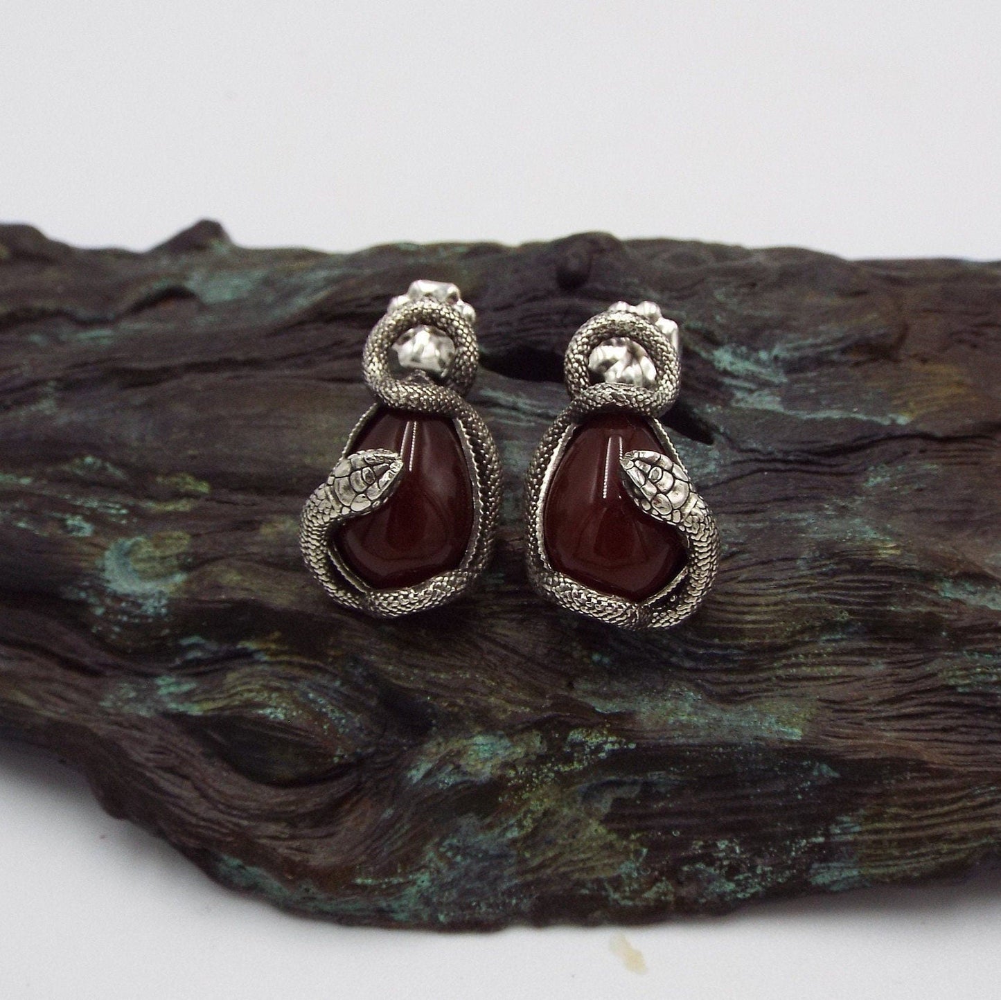 Carnelian Snake Earrings - JF Fantasy Jewelry