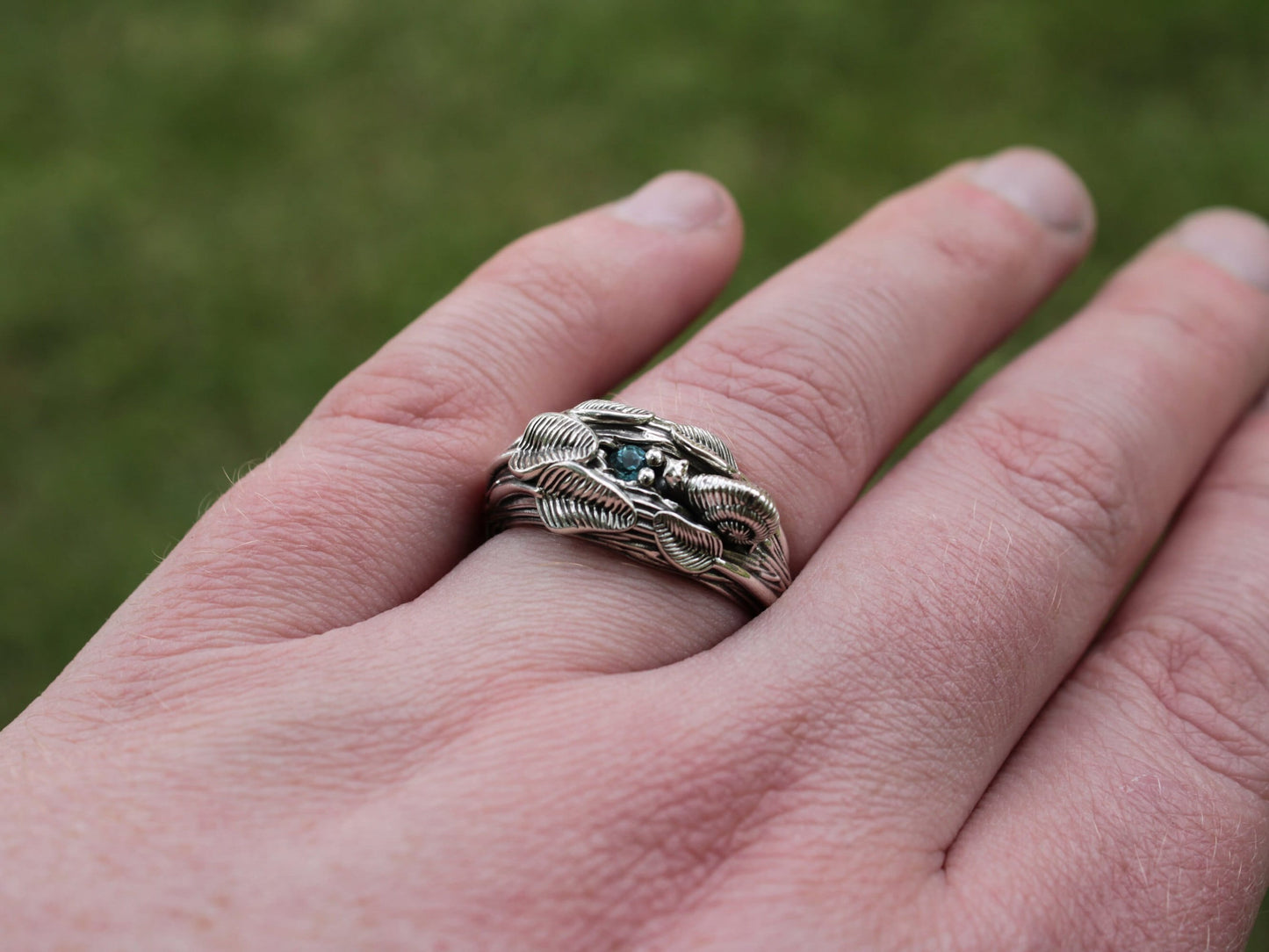 Tiny Sips - Leaf Snail Blue Topaz Ring