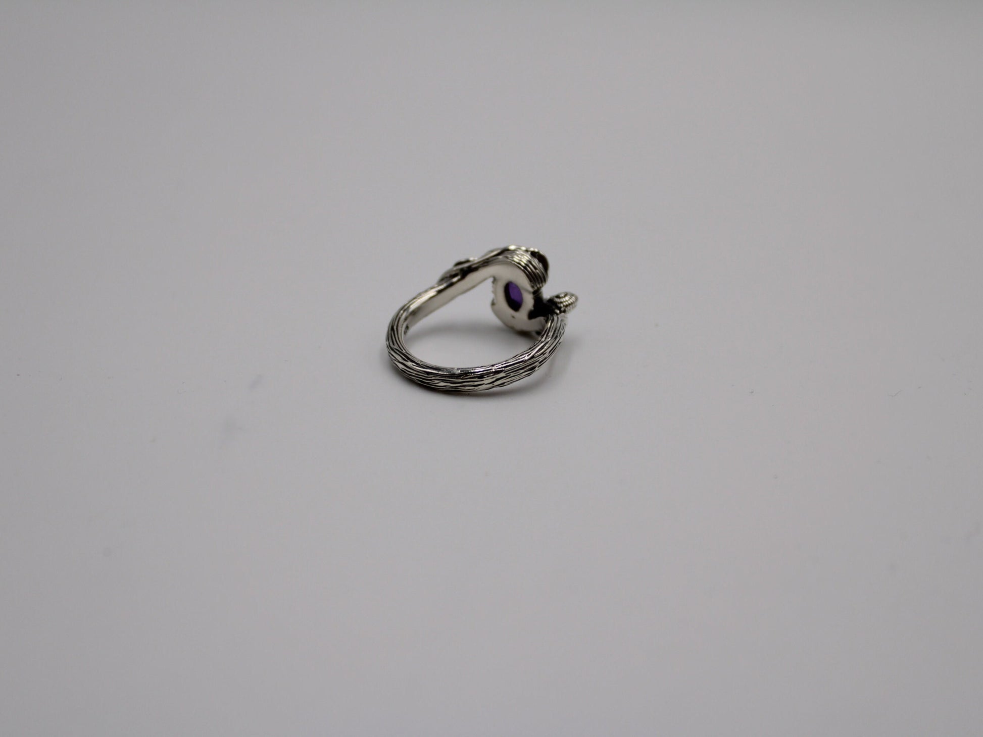 Leafy Trails - Amethyst Snail Ring - JF Fantasy Jewelry