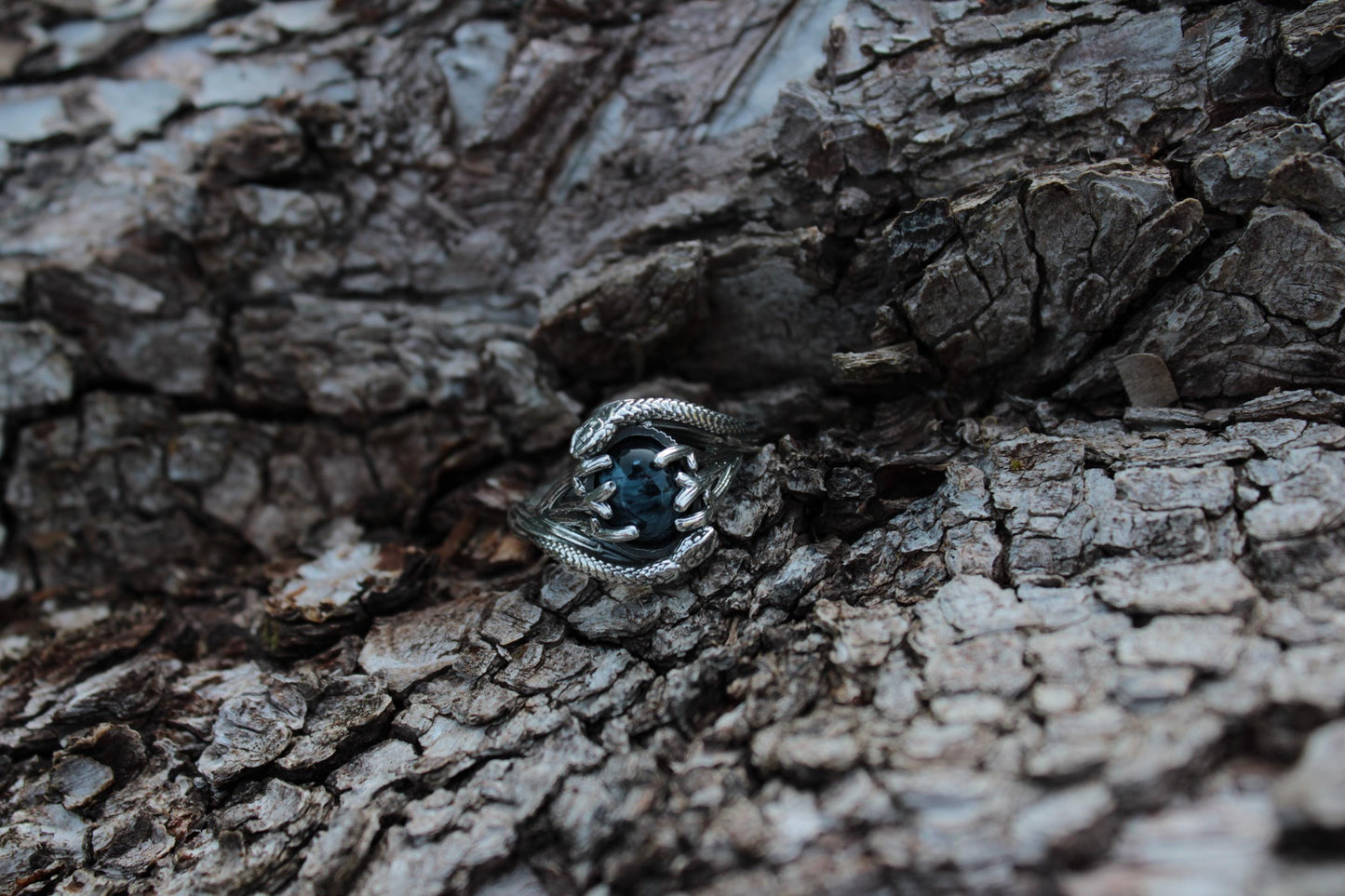 Serpent & Branch Ring - Sterling Silver Pietersite Ring