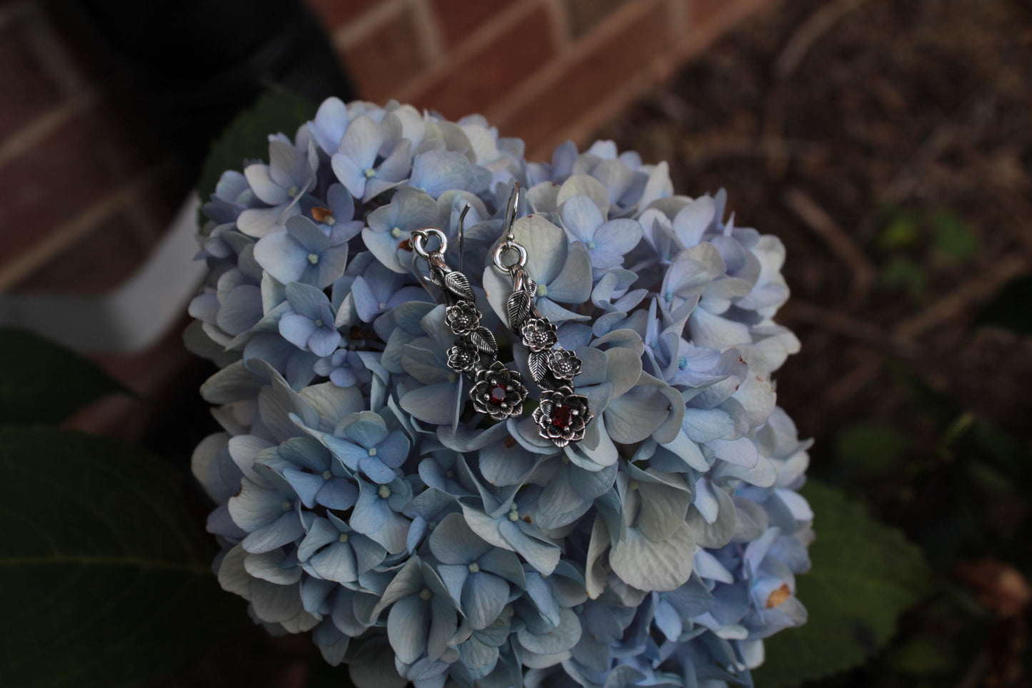 Lotus Garnet Earrings