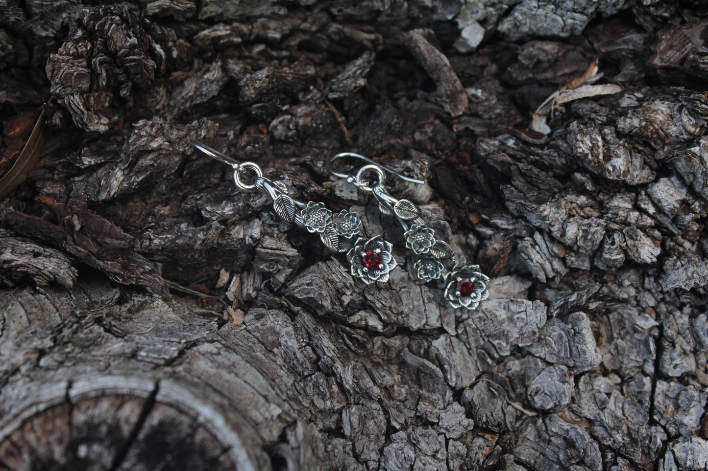 Lotus Garnet Earrings