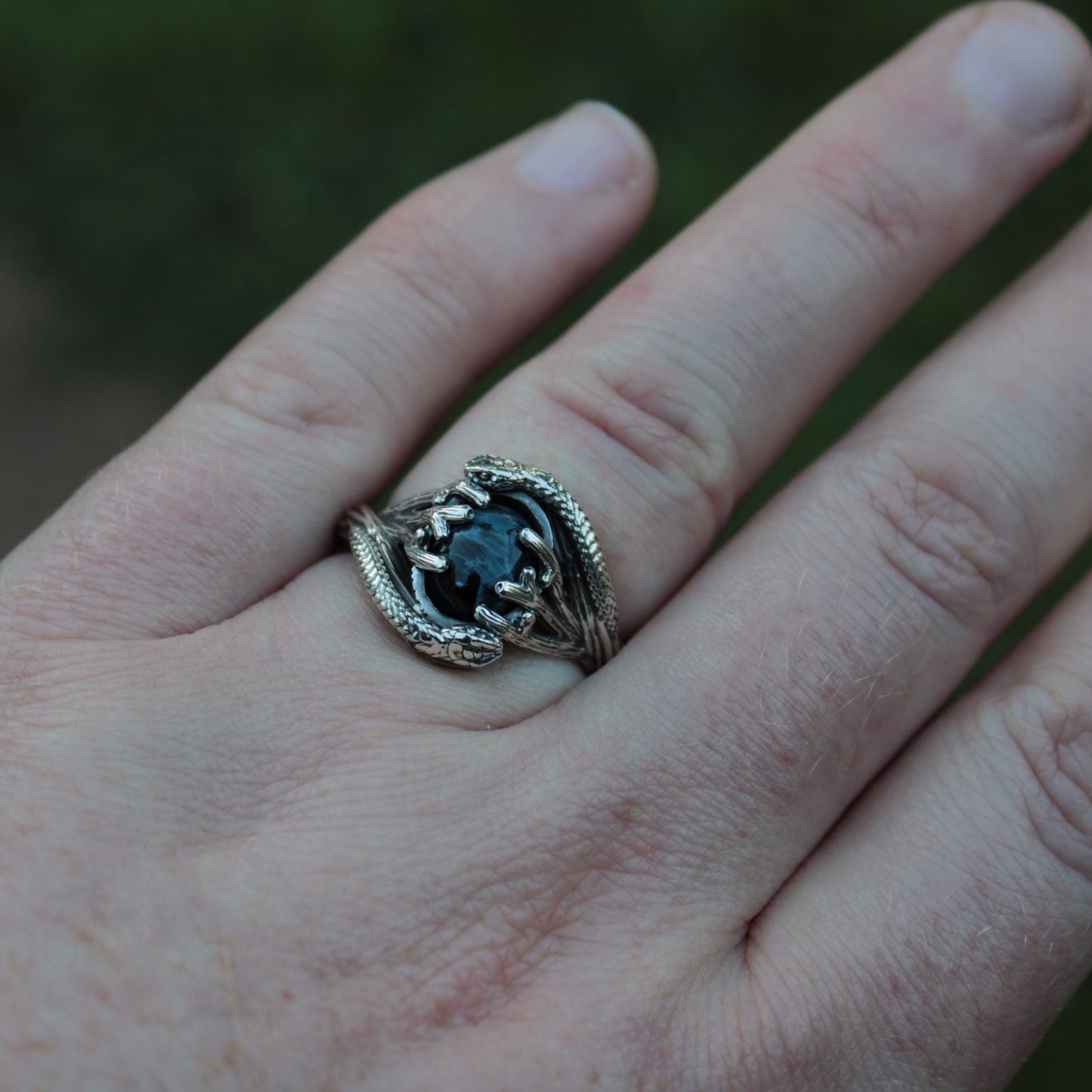 Serpent & Branch Ring - Sterling Silver Pietersite Ring