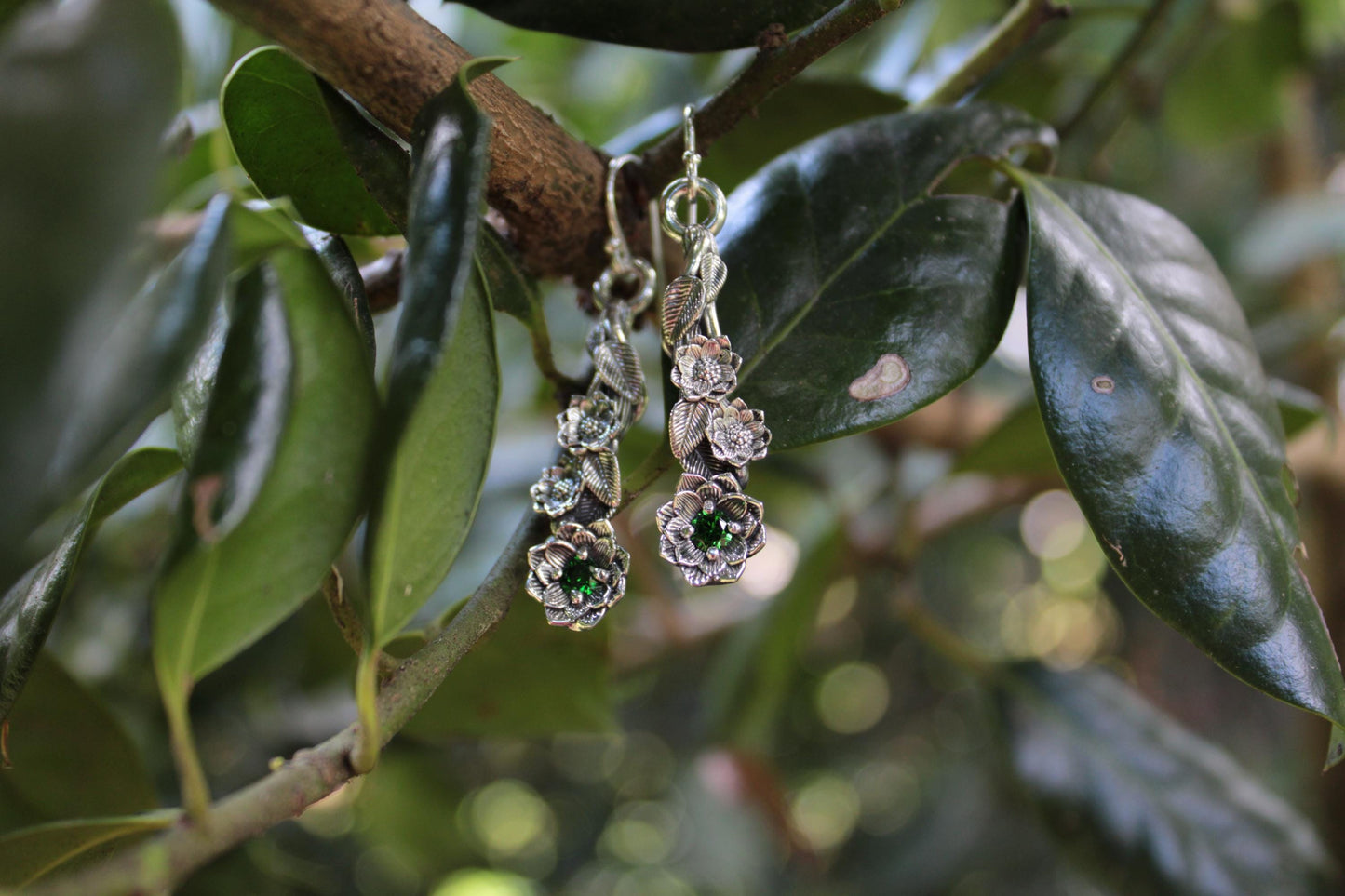 Lotus Green CZ Earrings