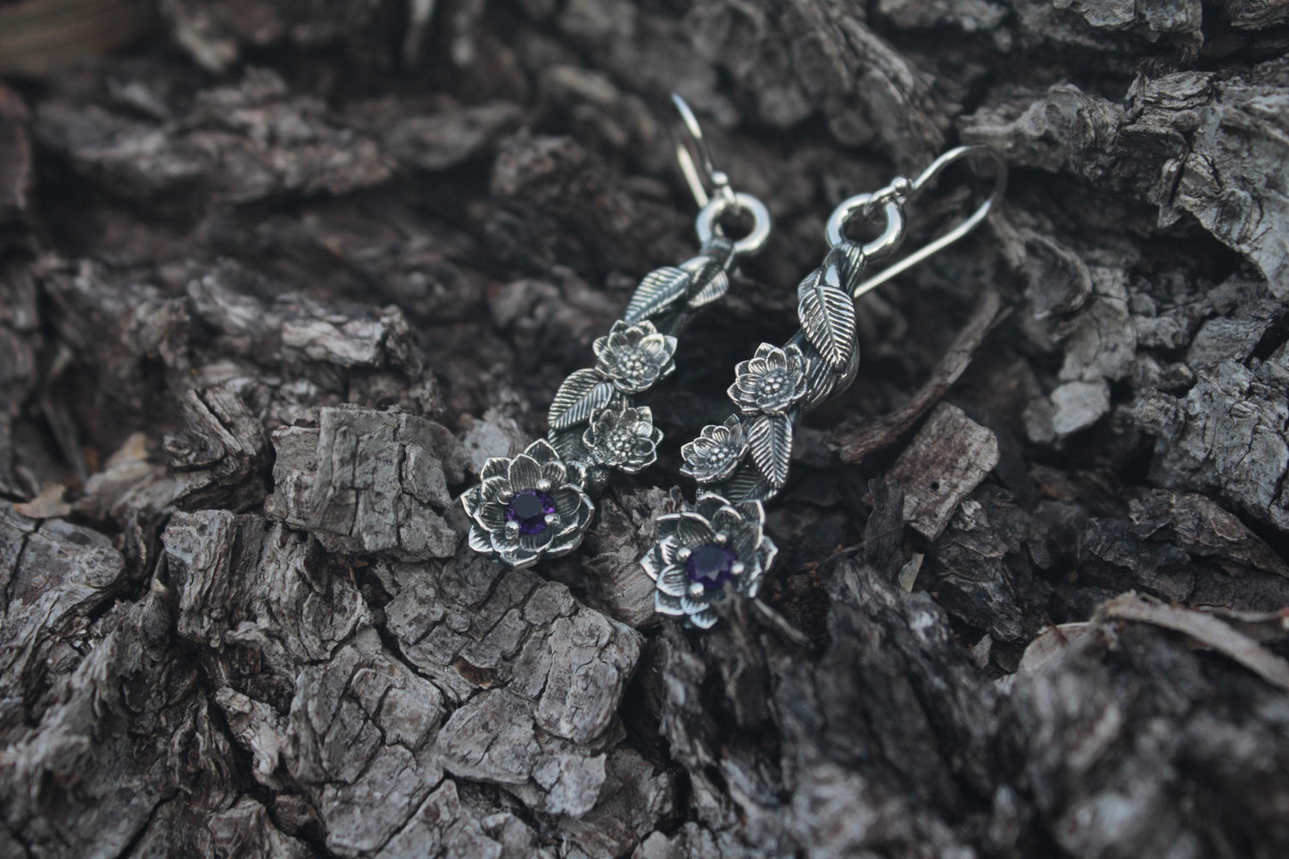 Lotus Amethyst Earrings