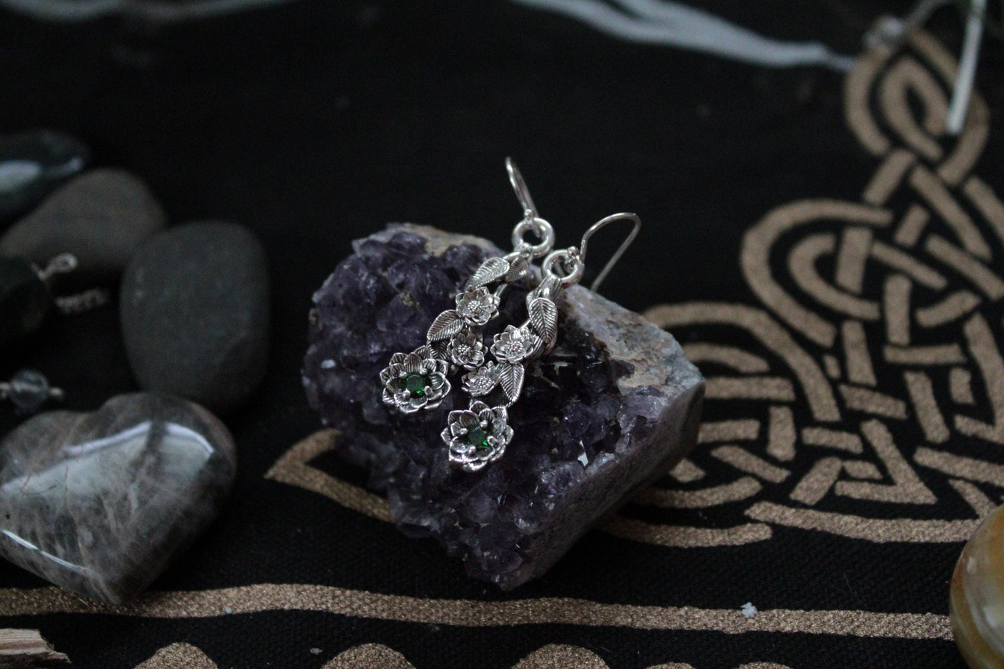 Lotus Green CZ Earrings