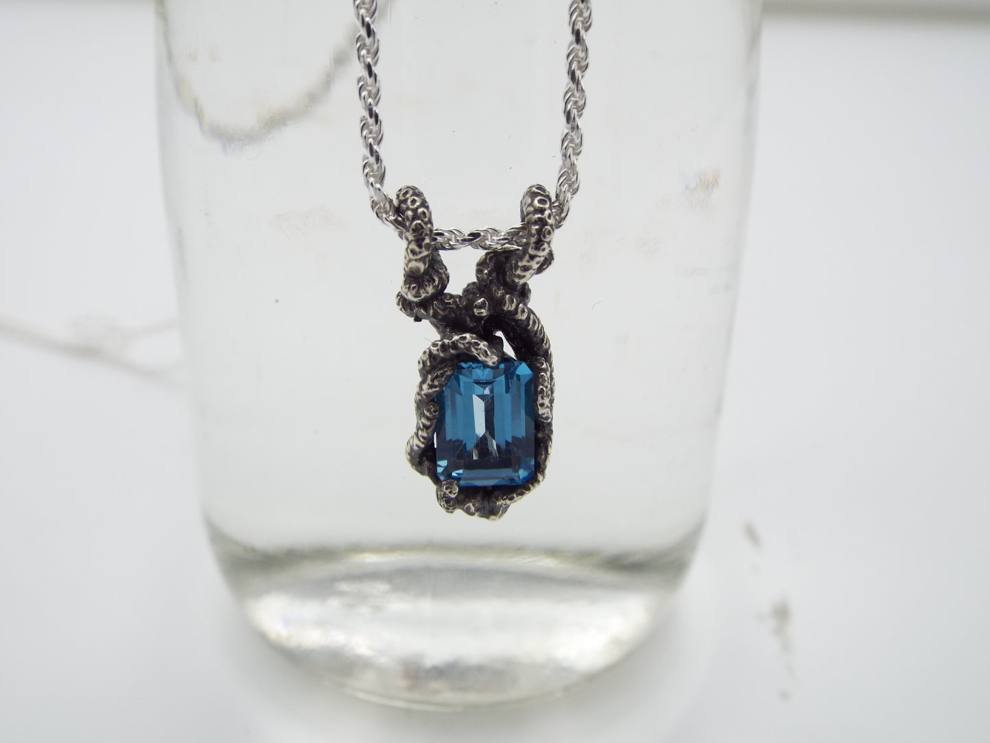Kraken Blue Topaz Radiant Pendant - JF Fantasy Jewelry