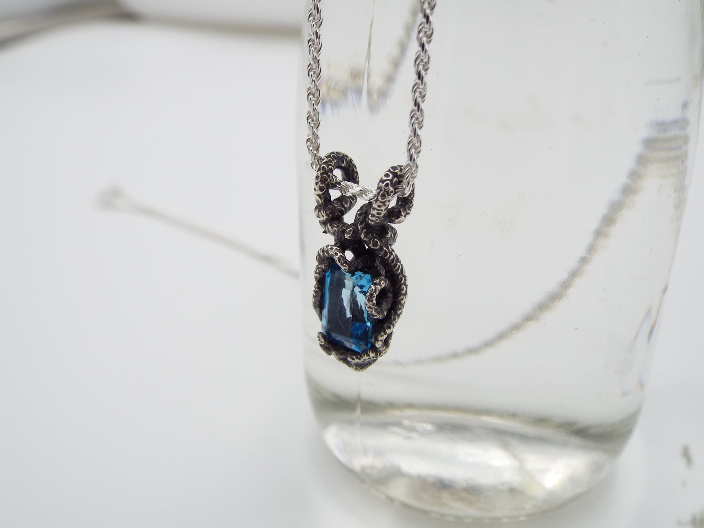 Kraken Blue Topaz Radiant Pendant - JF Fantasy Jewelry