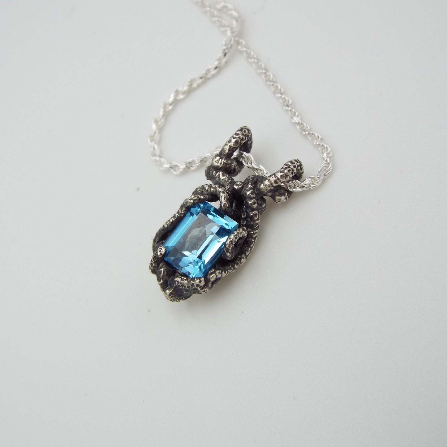 Kraken Blue Topaz Radiant Pendant - JF Fantasy Jewelry