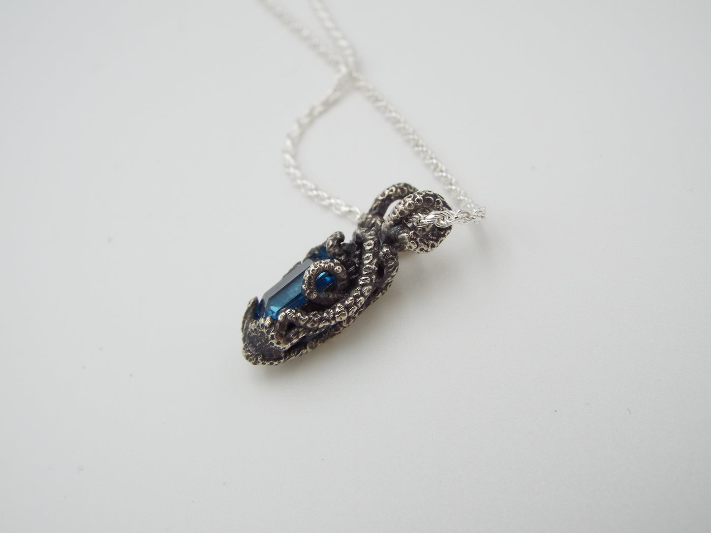 Kraken Blue Topaz Radiant Pendant - JF Fantasy Jewelry
