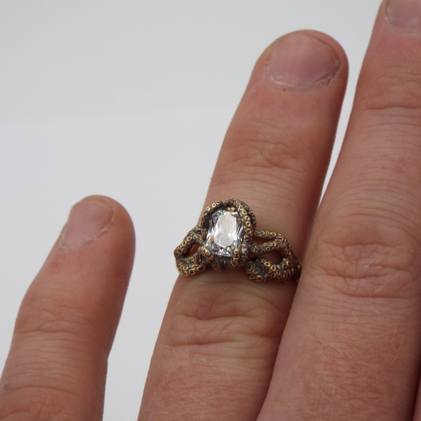 Radiant Cut Moissanite Fantasy Engagement ring in 14k Yellow gold - JF Fantasy Jewelry