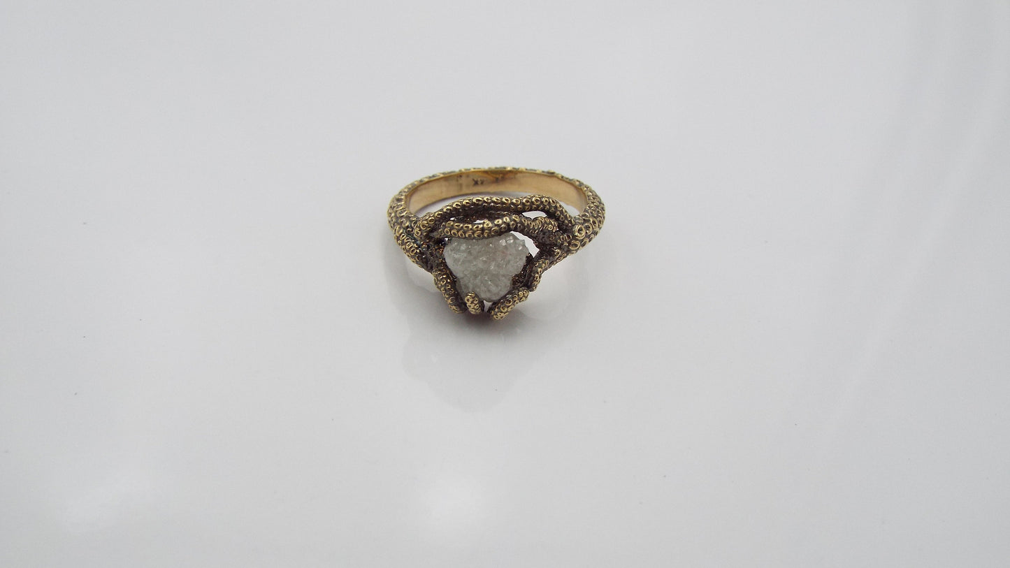Raw White Diamond Engagement Ring - JF Fantasy Jewelry