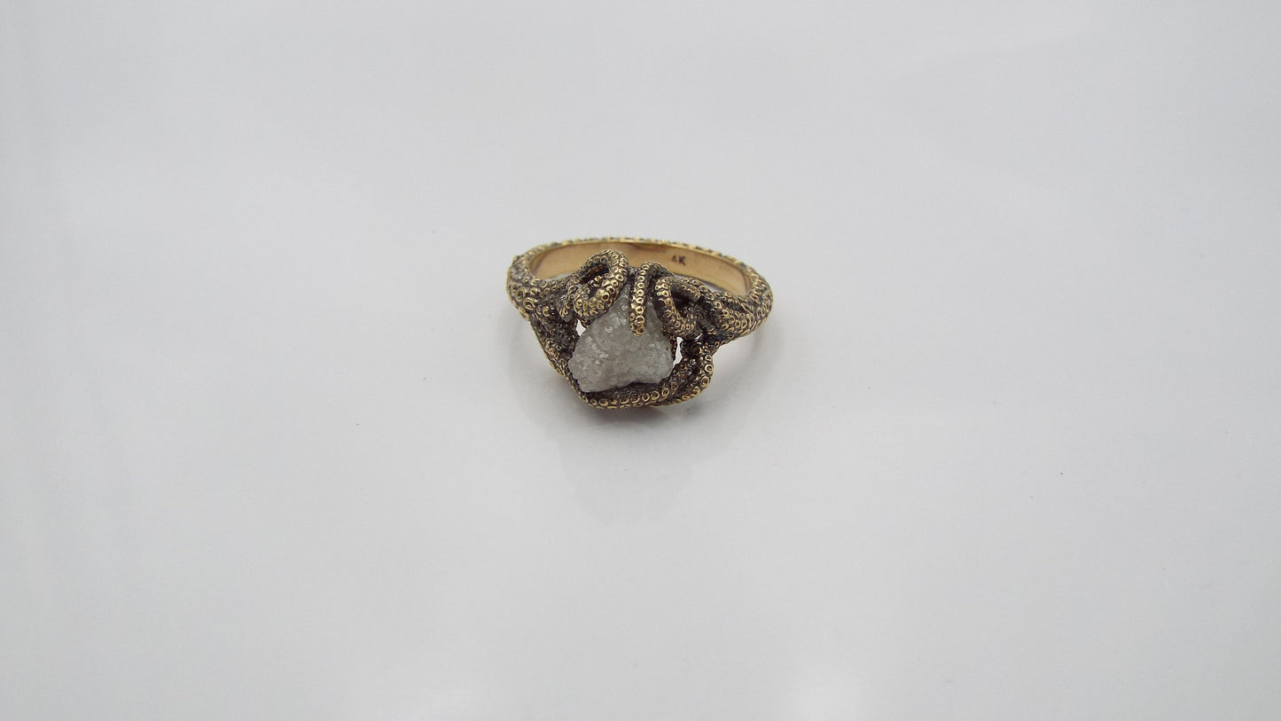 Raw White Diamond Engagement Ring - JF Fantasy Jewelry
