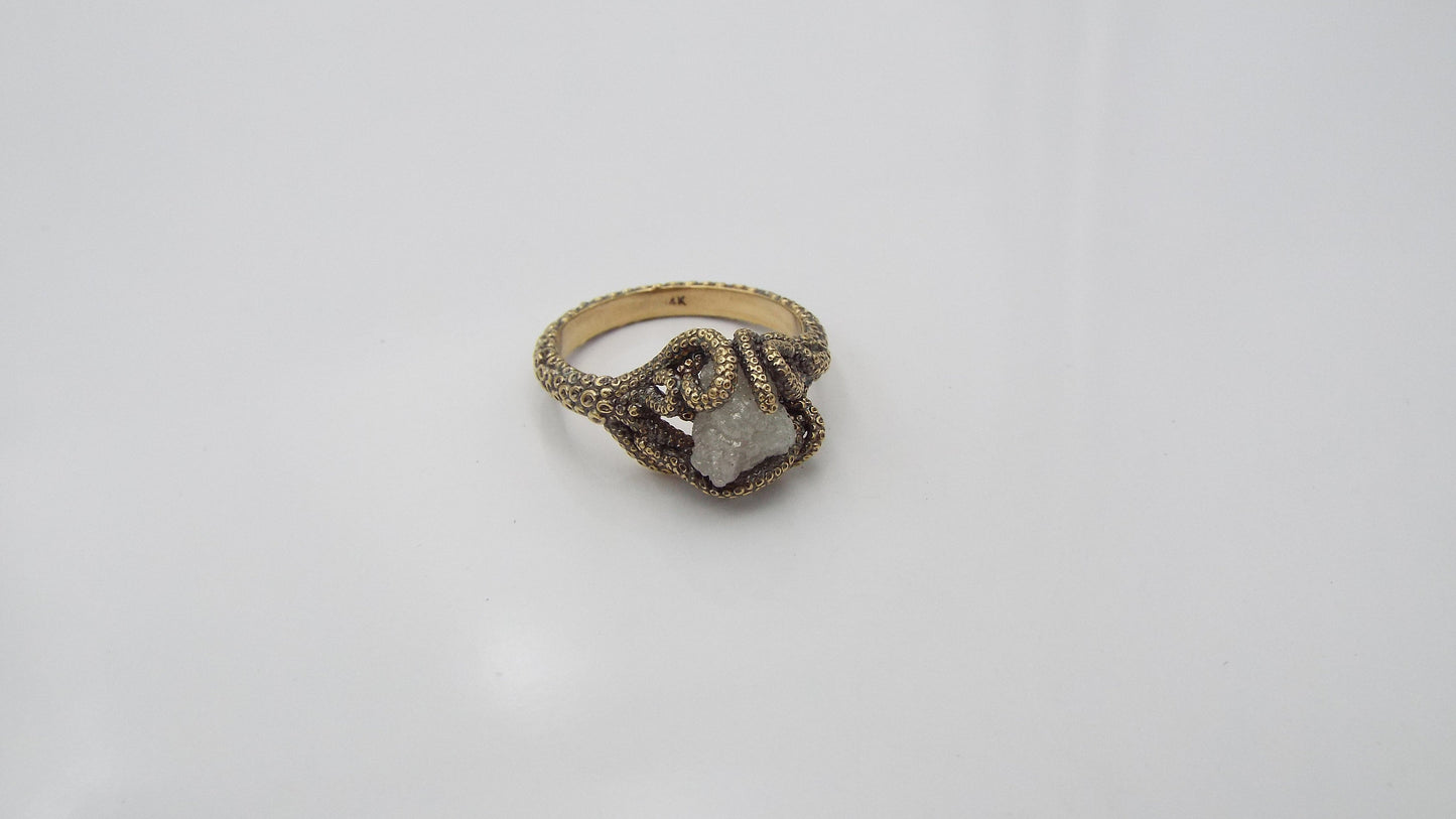Raw White Diamond Engagement Ring - JF Fantasy Jewelry
