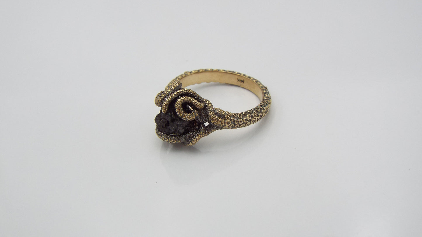 Raw Black Diamond Engagement ring - JF Fantasy Jewelry