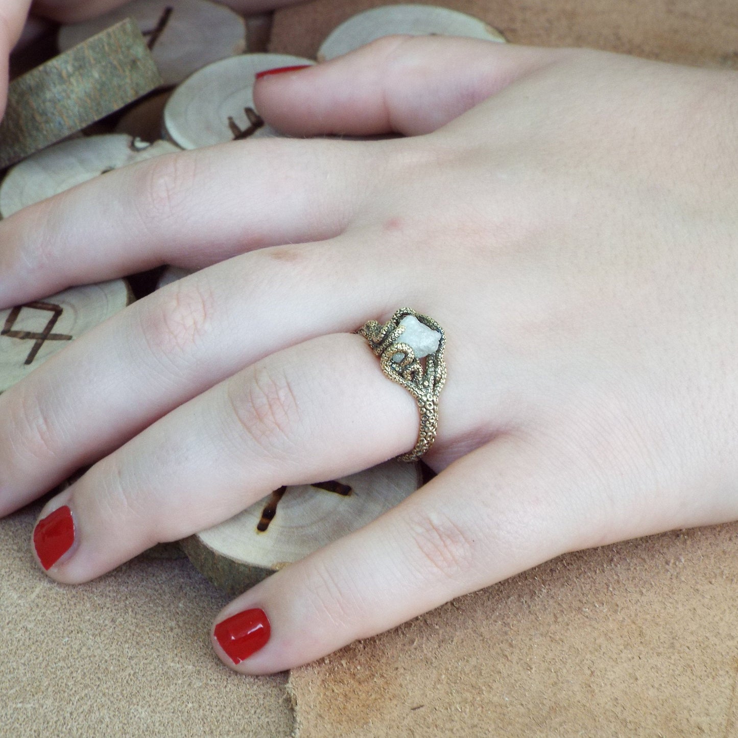 Raw White Diamond Engagement Ring - JF Fantasy Jewelry