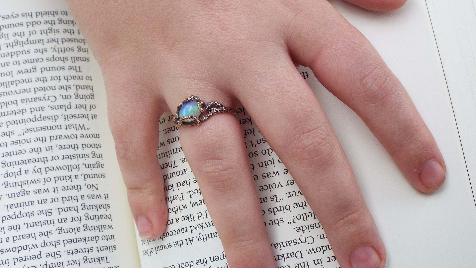 Opal Kraken ring in solid 14k gold - JF Fantasy Jewelry