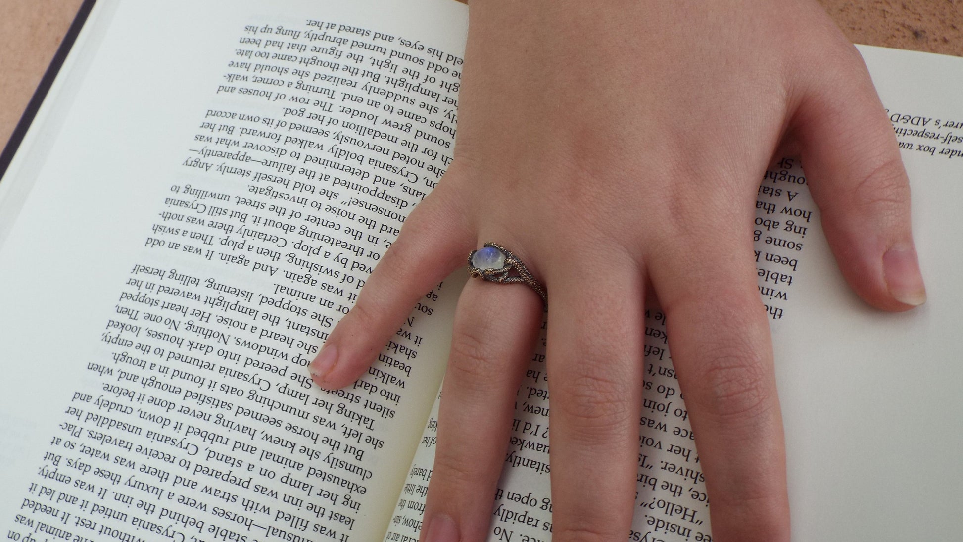 Moonstone Kraken ring 14k Rose gold - JF Fantasy Jewelry
