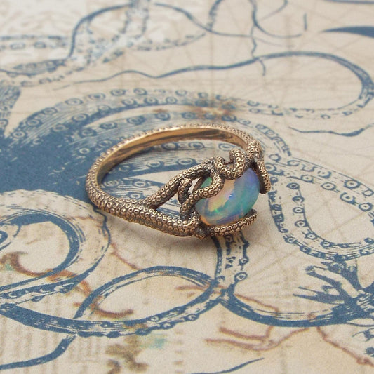 Opal Kraken ring in solid 14k gold - JF Fantasy Jewelry