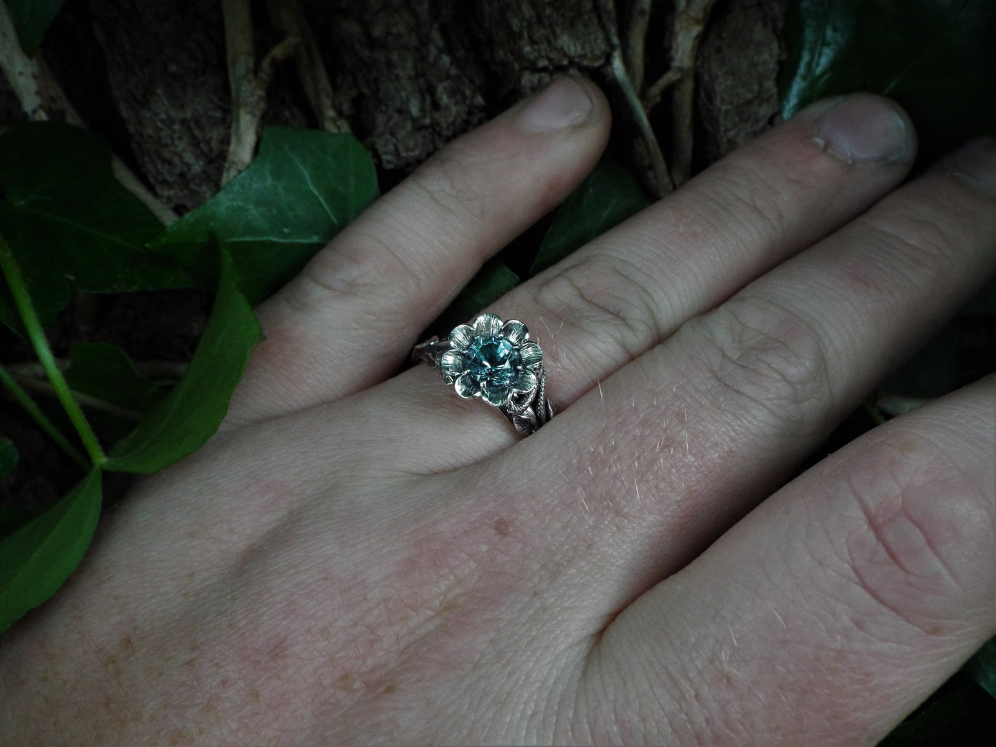 Blossoming Love Blue Topaz Flower Ring - JF Fantasy Jewelry