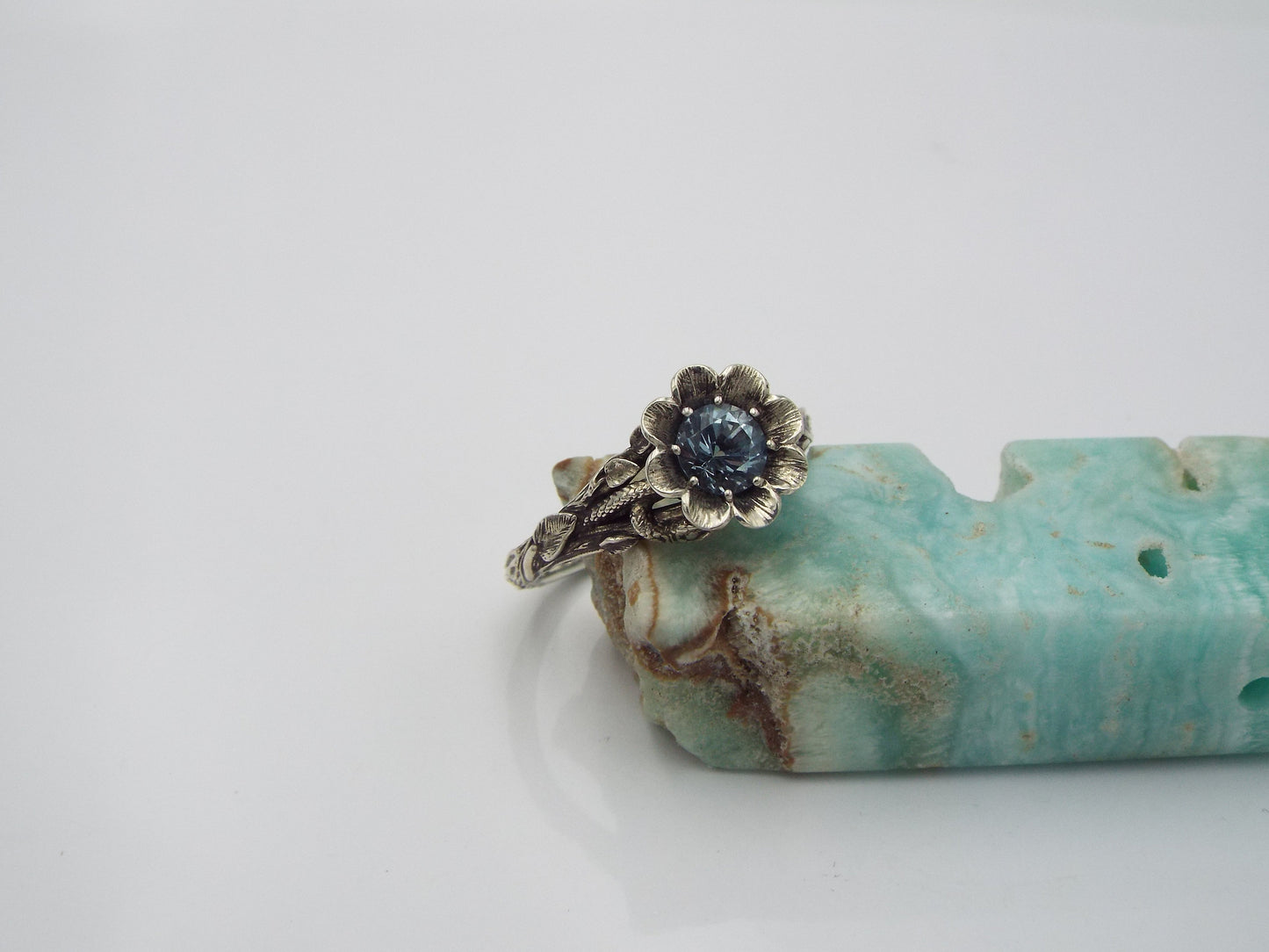 Blossoming Love Blue Topaz Flower Ring - JF Fantasy Jewelry