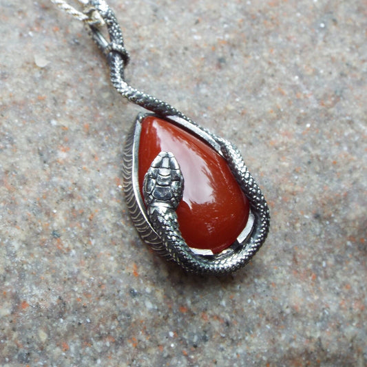 Carnelian Snake Pendant - JF Fantasy Jewelry