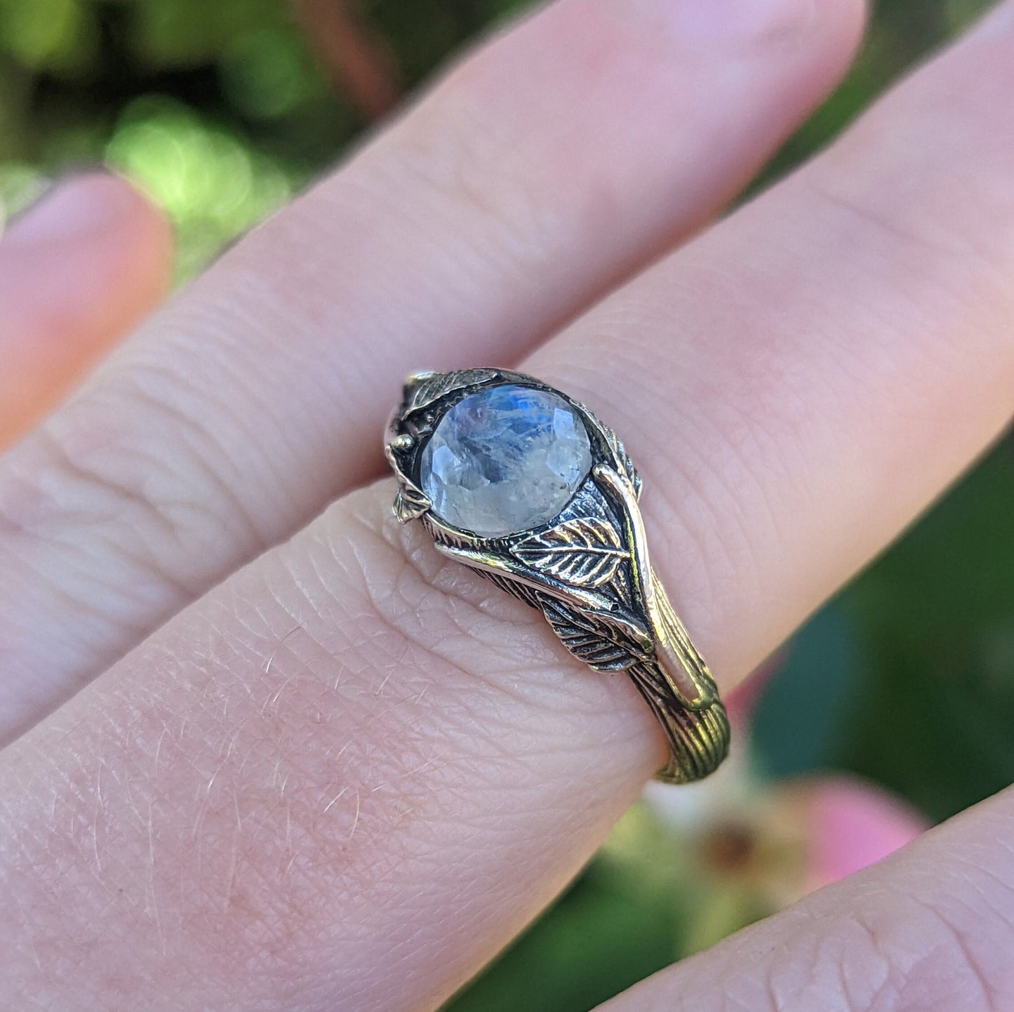 Moonstone Leaf Ring - JF Fantasy Jewelry