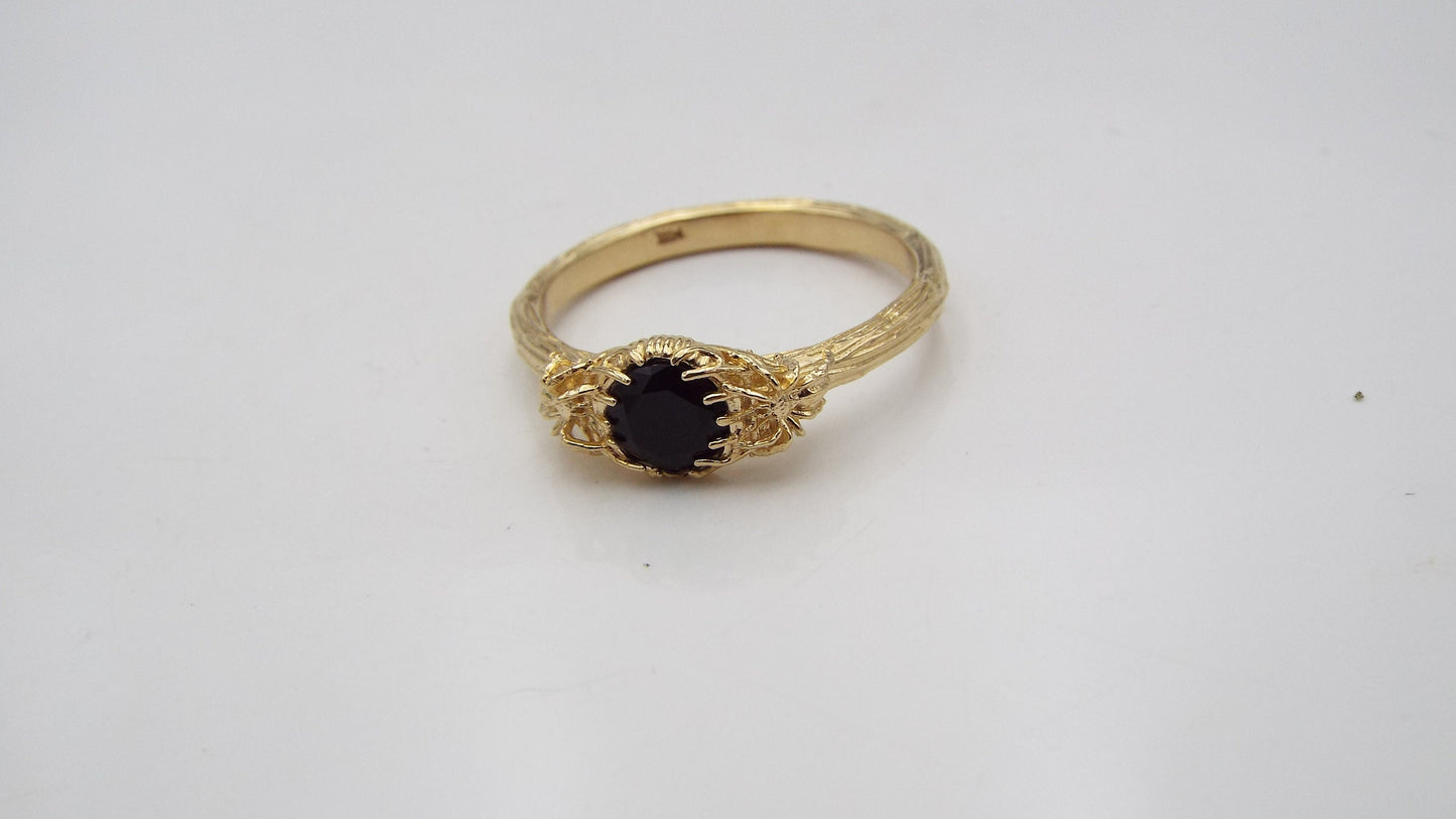 Black Onyx Gold Spider Ring - JF Fantasy Jewelry