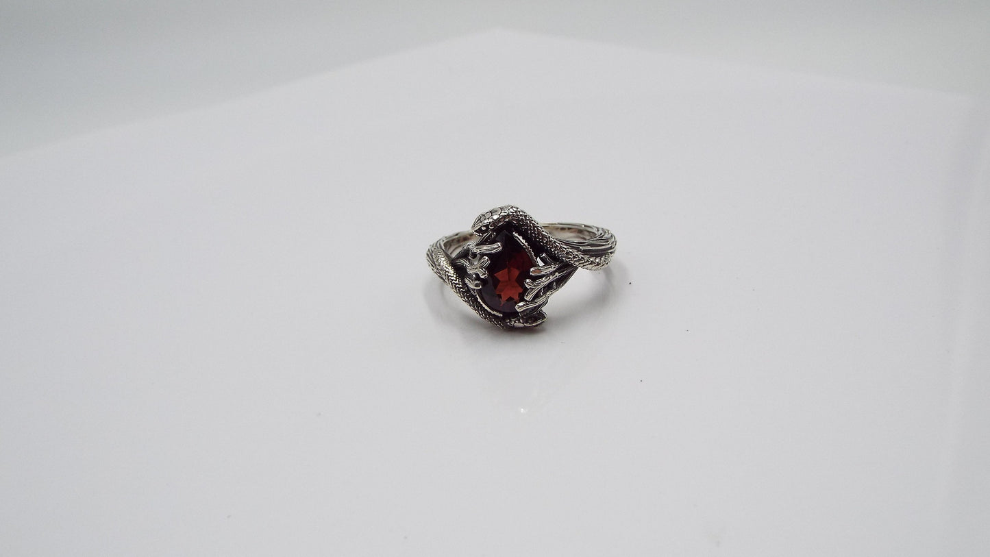 Teardrop Garnet Snake Ring - JF Fantasy Jewelry