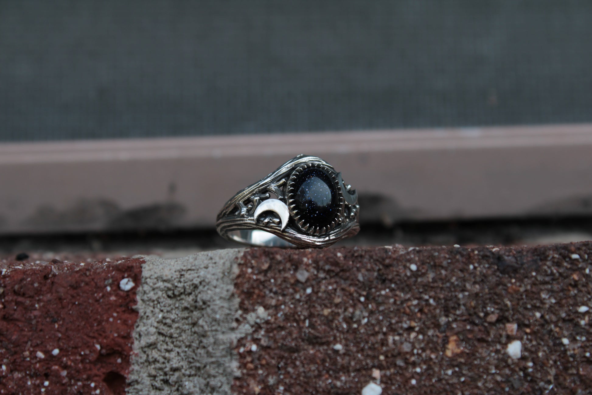 Witchlight Ring - Blue Sunstone Sterling Silver Ring - JF Fantasy Jewelry