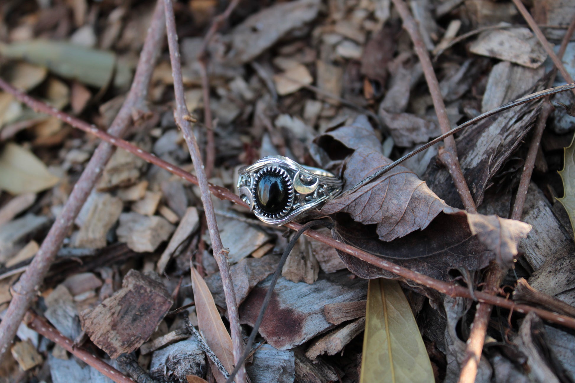 Witchlight Ring - Black Onyx Sterling Silver Ring - JF Fantasy Jewelry