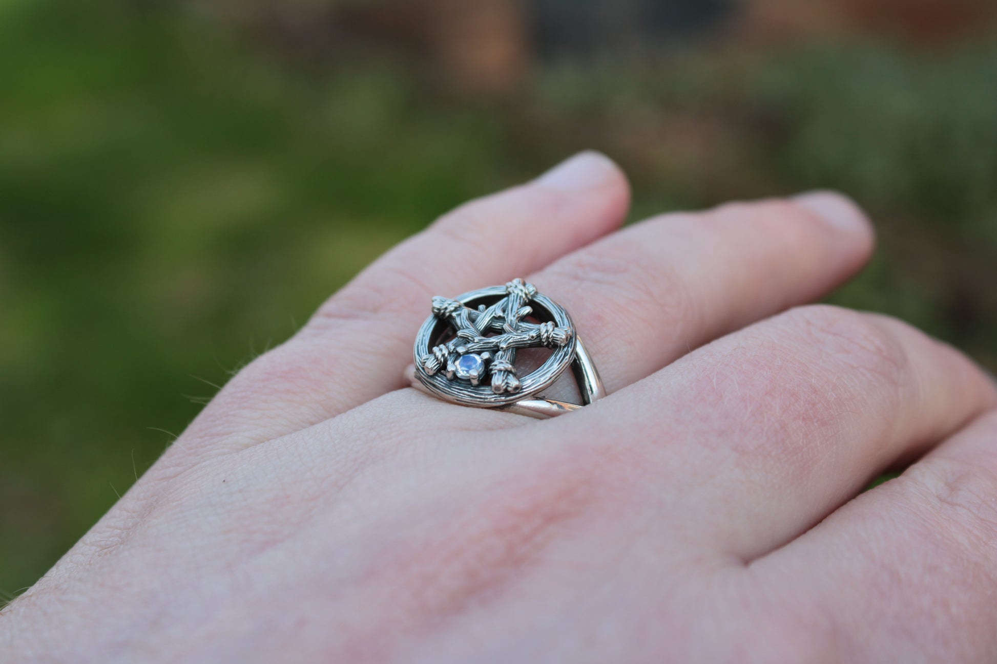 Witch's Star - Moonstone Ring - JF Fantasy Jewelry