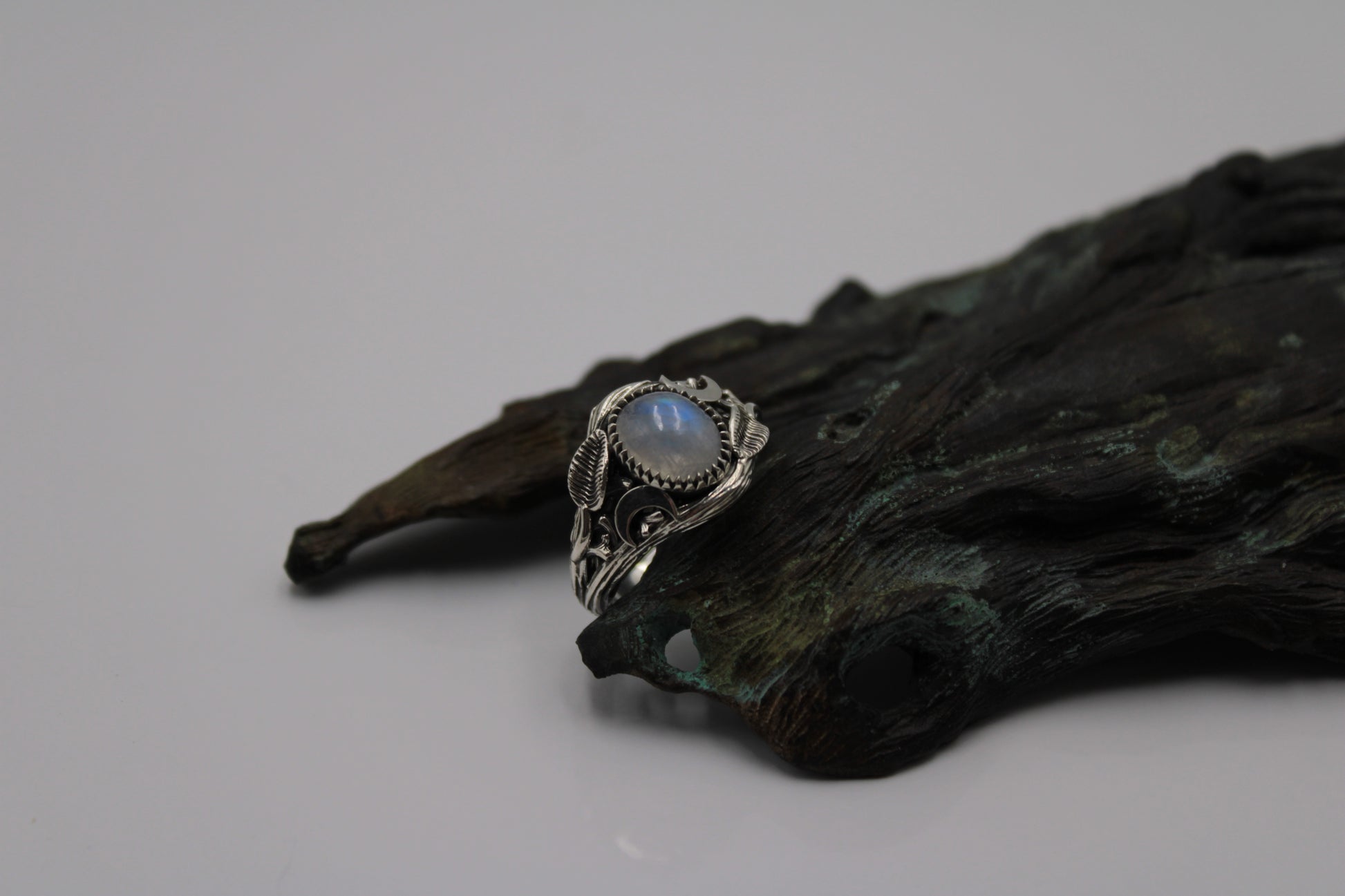 Witchlight Grove Ring - Moonstone Sterling Silver Ring - JF Fantasy Jewelry