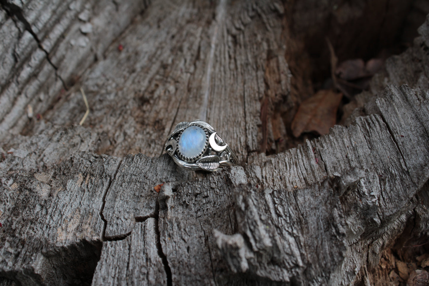 Witchlight Grove Ring - Moonstone Sterling Silver Ring - JF Fantasy Jewelry