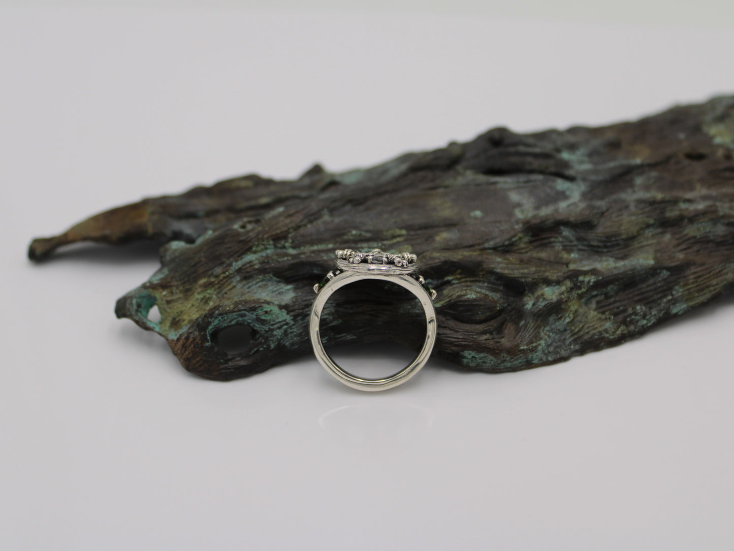 Witch's Star - Moonstone and Emerald Ring - JF Fantasy Jewelry