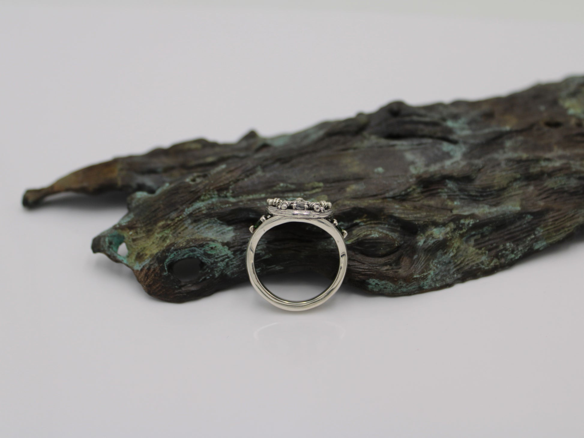 Witch's Star - Moonstone and Emerald Ring - JF Fantasy Jewelry