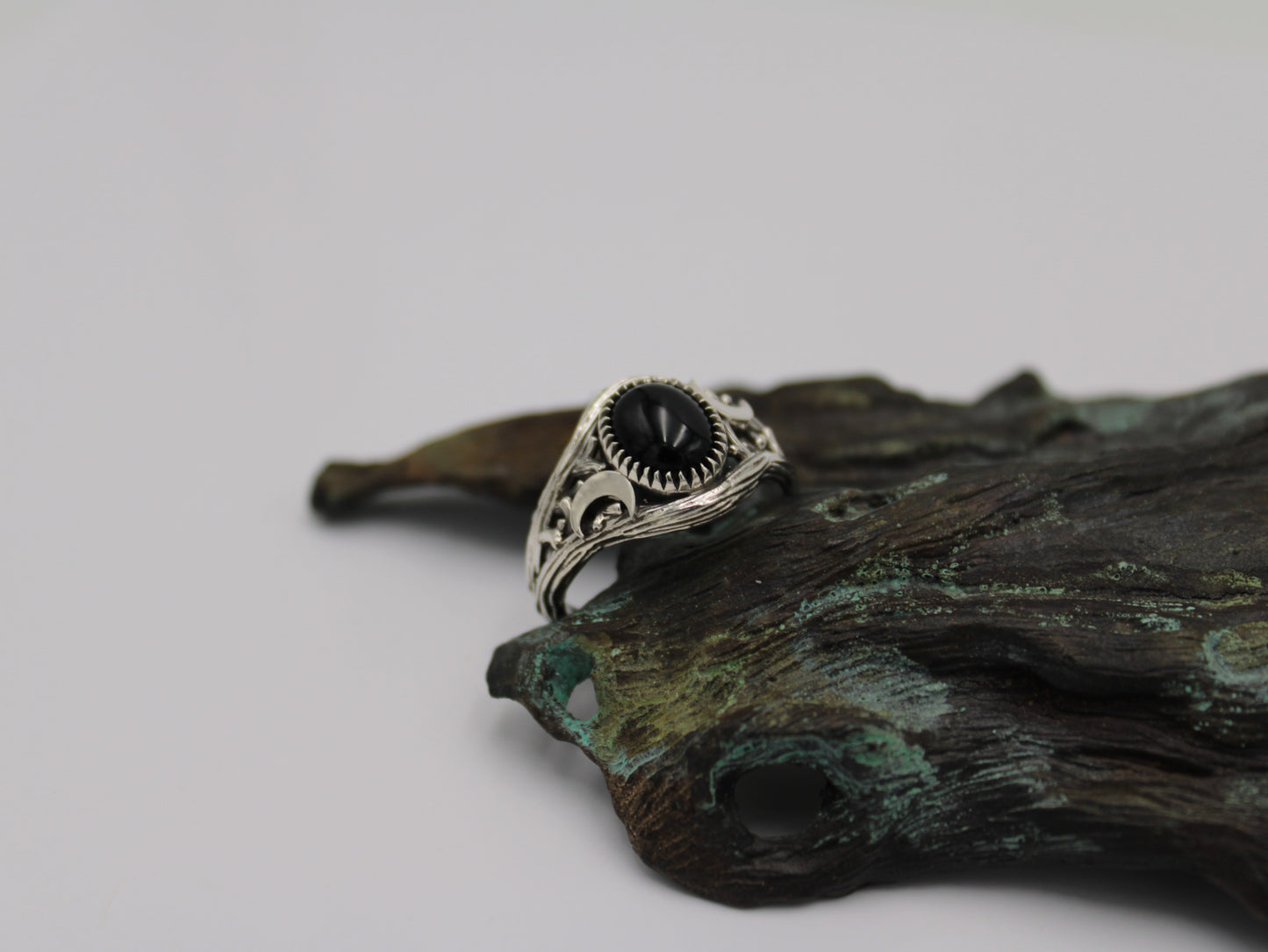 Witchlight Ring - Black Onyx Sterling Silver Ring - JF Fantasy Jewelry