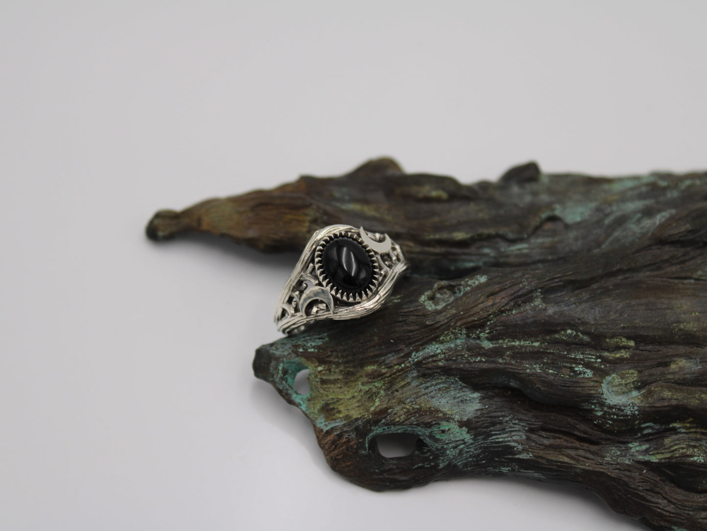 Witchlight Ring - Black Onyx Sterling Silver Ring - JF Fantasy Jewelry